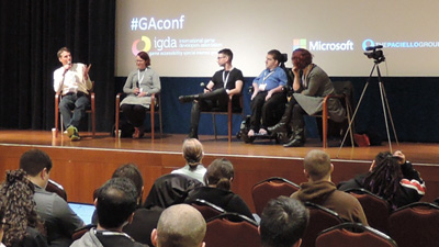 Panel onstage at GAconf