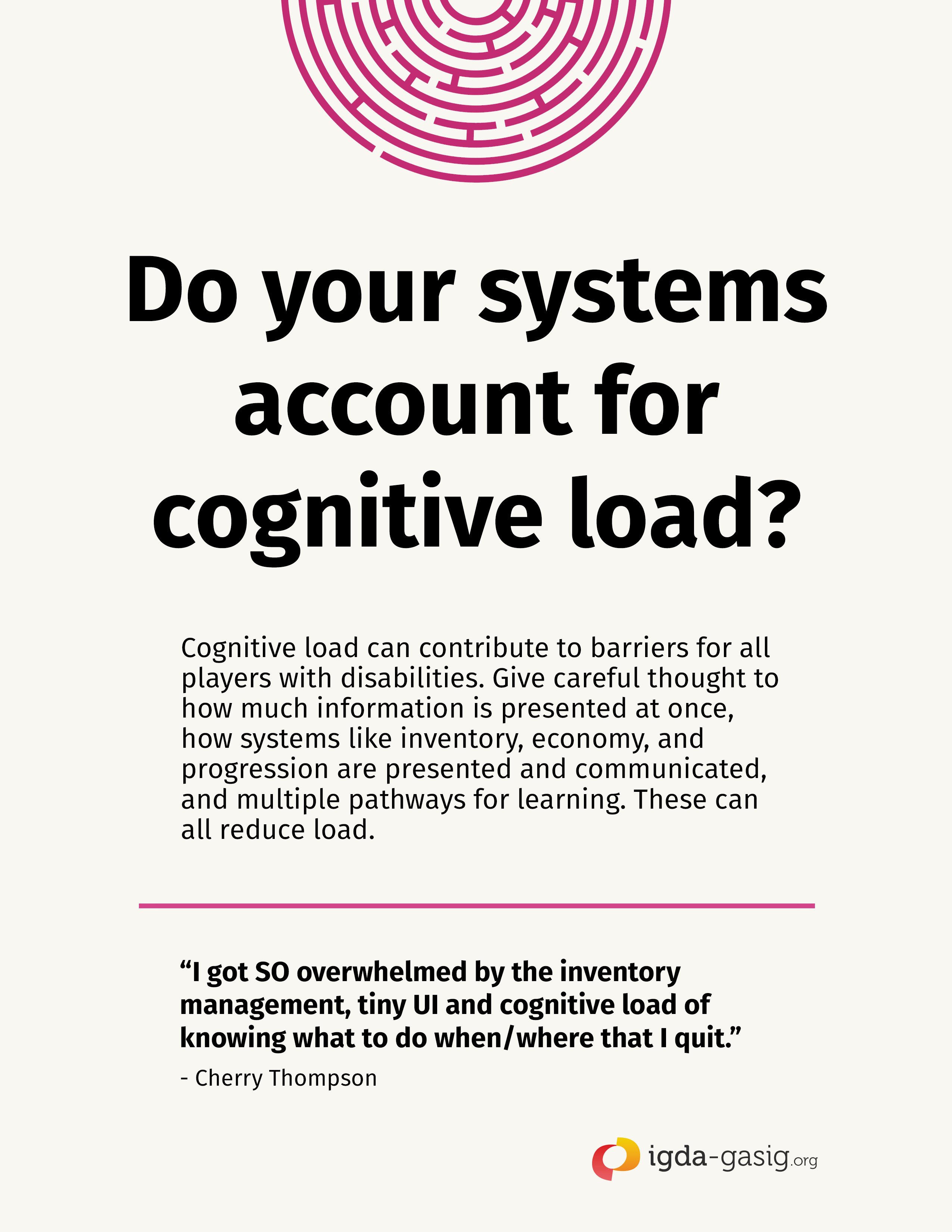 Do your systems account for cognitive load? (see end of page for full text)