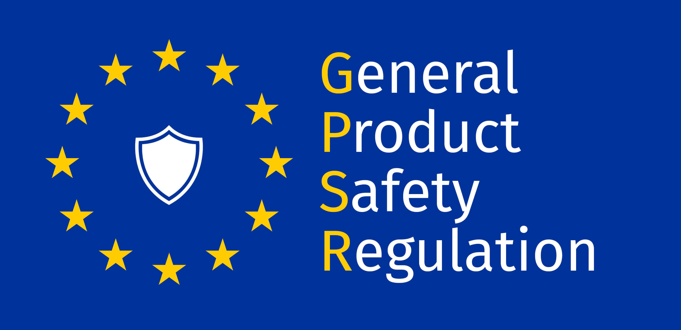General Product Safety Regulation, with a shield symbol within EU flag stars
